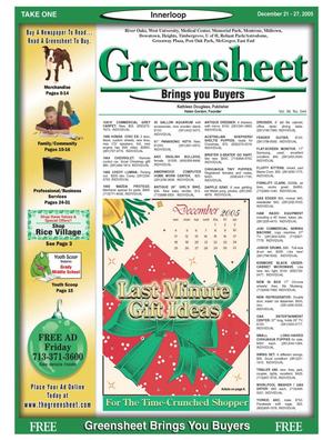 Greensheet (Houston, Tex.), Vol. 36, No. 544, Ed. 1 Wednesday, December 21, 2005