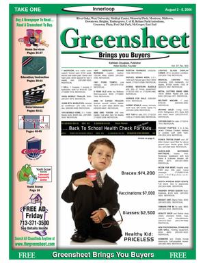 Greensheet (Houston, Tex.), Vol. 37, No. 304, Ed. 1 Wednesday, August 2, 2006