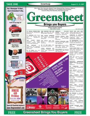 Greensheet (Houston, Tex.), Vol. 38, No. 328, Ed. 1 Wednesday, August 15, 2007