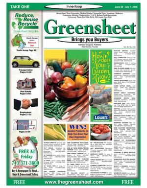 Primary view of object titled 'Greensheet (Houston, Tex.), Vol. 39, No. 244, Ed. 1 Wednesday, June 25, 2008'.