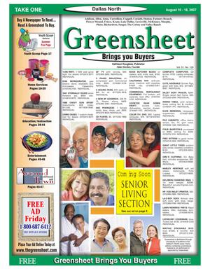 Primary view of Greensheet (Dallas, Tex.), Vol. 31, No. 126, Ed. 1 Friday, August 10, 2007