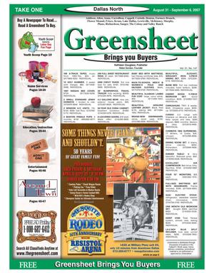 Greensheet (Dallas, Tex.), Vol. 31, No. 147, Ed. 1 Friday, August 31, 2007
