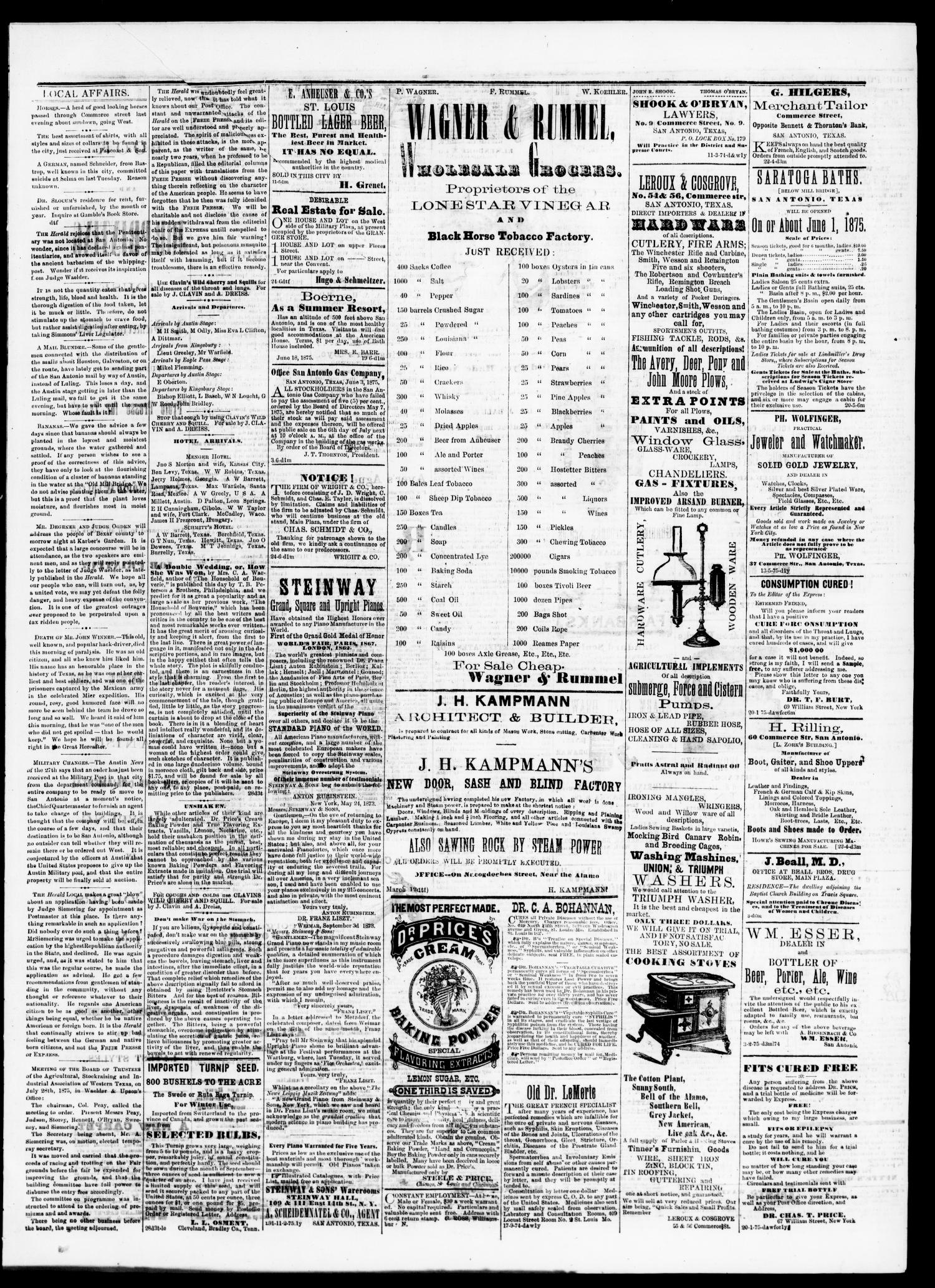 San Antonio Daily Express. (San Antonio, Tex.), Vol. 9, No. 176, Ed. 1 Thursday, July 29, 1875
                                                
                                                    [Sequence #]: 3 of 4
                                                