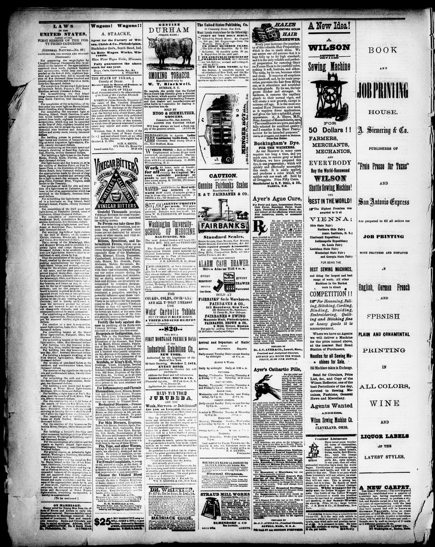 San Antonio Daily Express. (San Antonio, Tex.), Vol. 8, No. 161, Ed. 1 Thursday, October 22, 1874
                                                
                                                    [Sequence #]: 4 of 4
                                                
