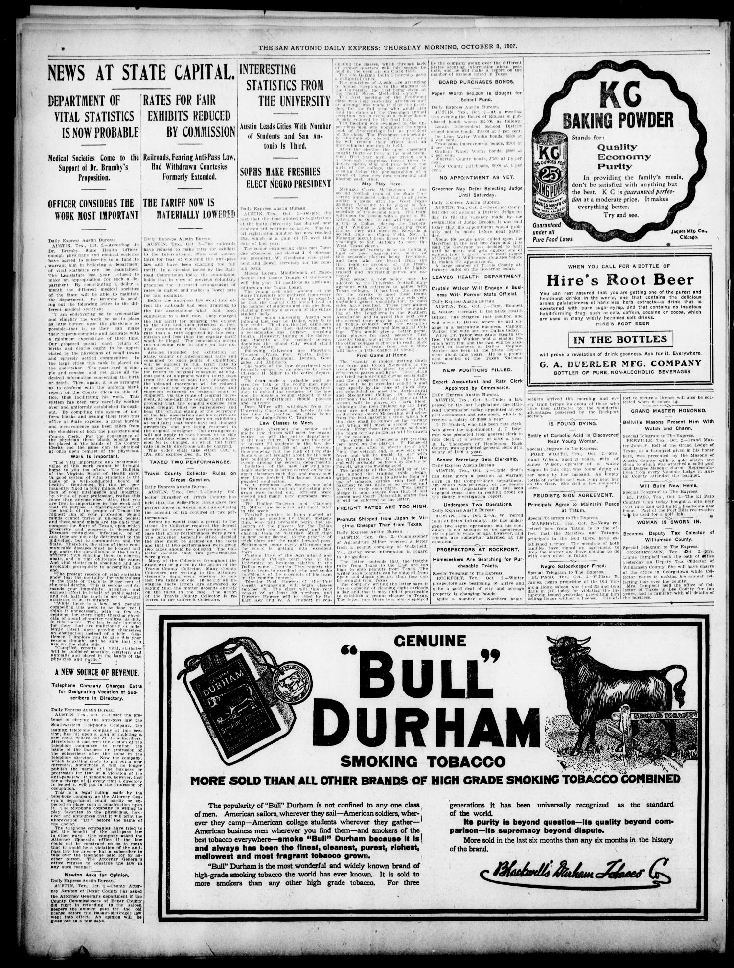 The Daily Express. (San Antonio, Tex.), Vol. 42, No. 276, Ed. 1 Thursday, October 3, 1907
                                                
                                                    [Sequence #]: 8 of 14
                                                