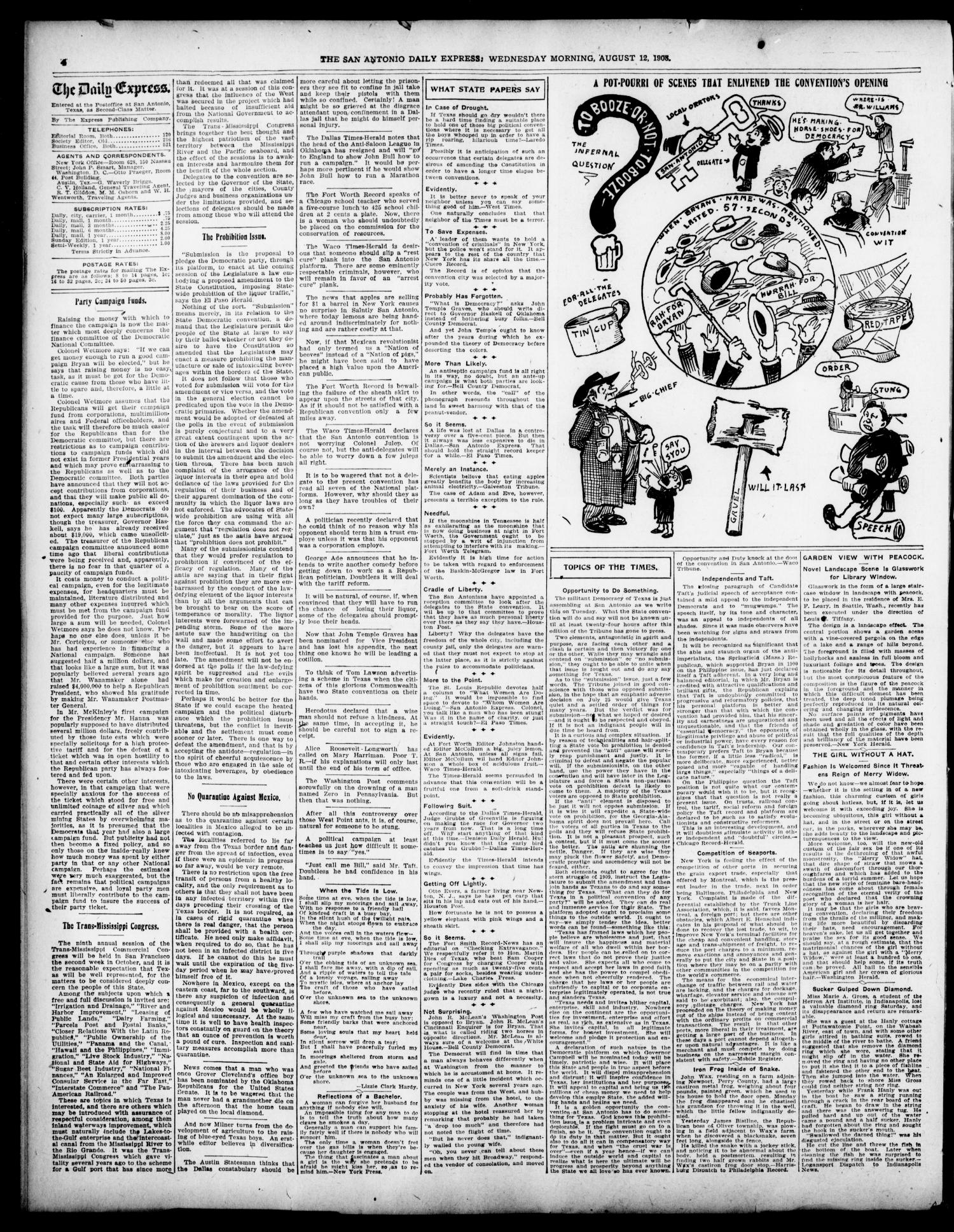 The Daily Express. (San Antonio, Tex.), Vol. 43, No. 225, Ed. 1 Wednesday, August 12, 1908
                                                
                                                    [Sequence #]: 4 of 16
                                                