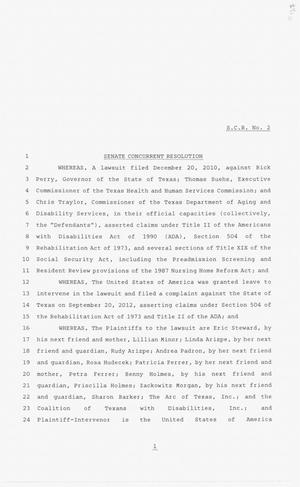 83rd Texas Legislature, First Called Session, Senate Concurrent Resolution 2
