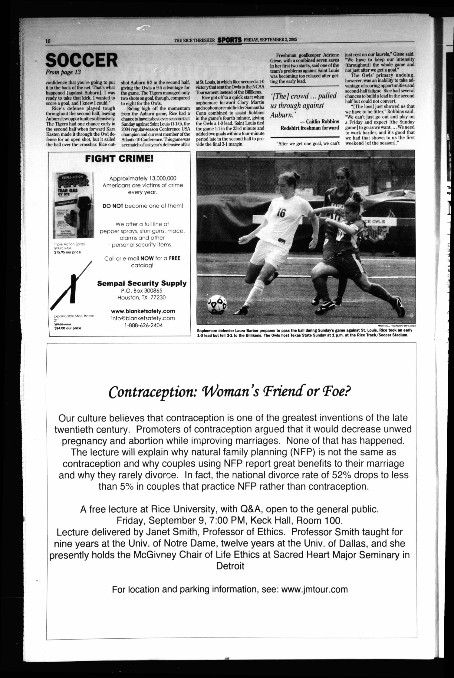 The Rice Thresher, Vol. 93, No. 3, Ed. 1 Friday, September 2, 2005
                                                
                                                    [Sequence #]: 16 of 20
                                                