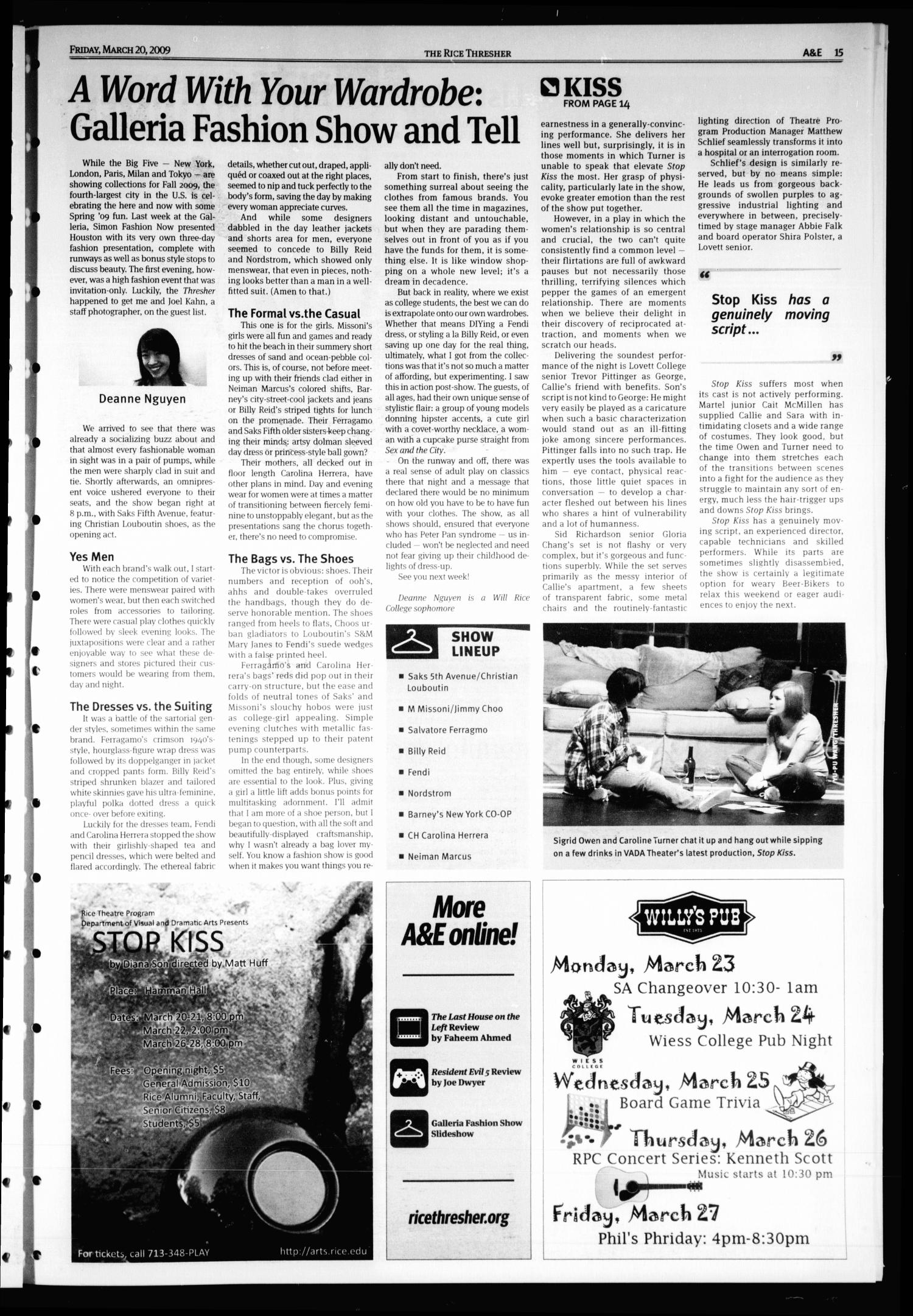 The Rice Thresher, Vol. 96, No. 23, Ed. 1 Friday, March 20, 2009
                                                
                                                    [Sequence #]: 15 of 28
                                                