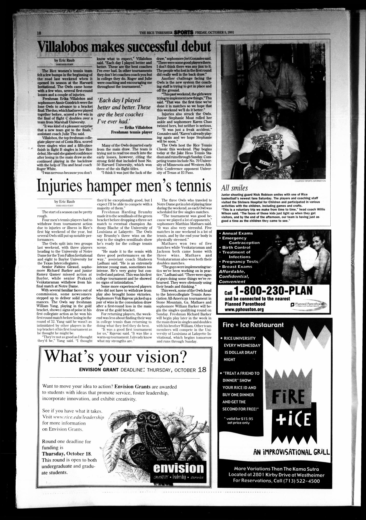The Rice Thresher, Vol. 89, No. 8, Ed. 1 Friday, October 5, 2001
                                                
                                                    [Sequence #]: 18 of 24
                                                