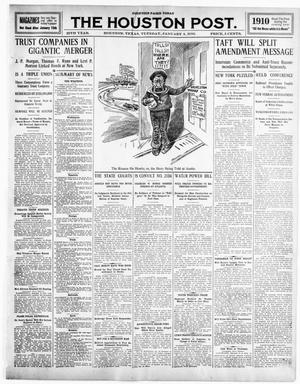 Primary view of object titled 'The Houston Post. (Houston, Tex.), Vol. 25TH YEAR, Ed. 1 Tuesday, January 4, 1910'.