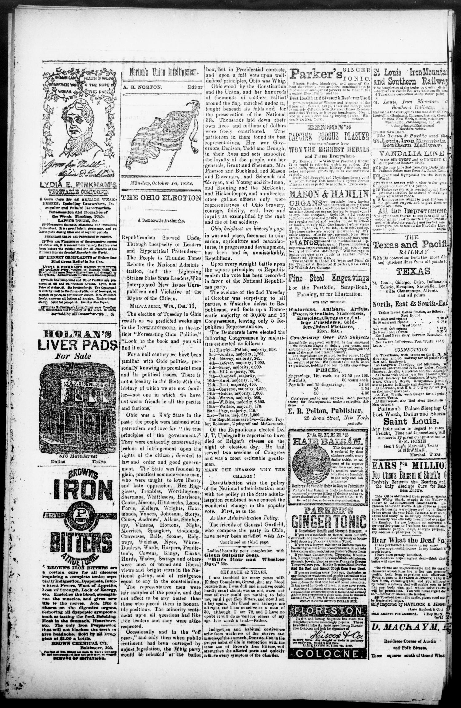Norton's Daily Union Intelligencer. (Dallas, Tex.), Vol. 7, No. 143, Ed. 1 Monday, October 16, 1882
                                                
                                                    [Sequence #]: 2 of 4
                                                