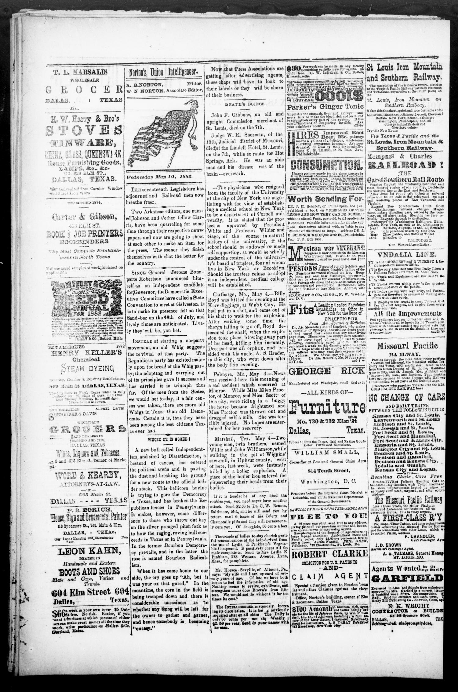 Norton's Daily Union Intelligencer. (Dallas, Tex.), Vol. 6, No. 314, Ed. 1 Wednesday, May 10, 1882
                                                
                                                    [Sequence #]: 2 of 4
                                                