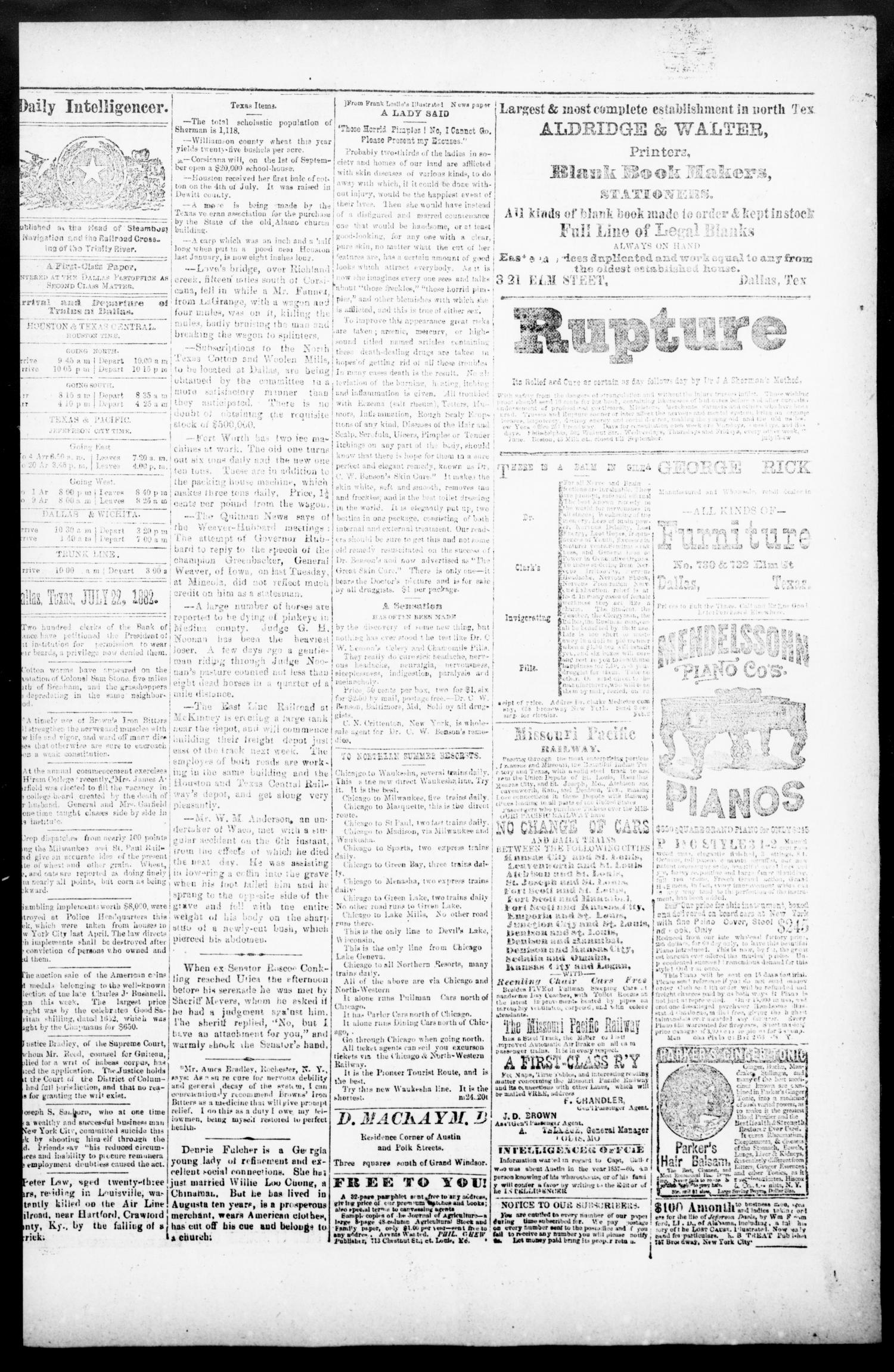 Norton's Daily Union Intelligencer. (Dallas, Tex.), Vol. 7, No. 70, Ed. 1 Saturday, July 22, 1882
                                                
                                                    [Sequence #]: 3 of 4
                                                