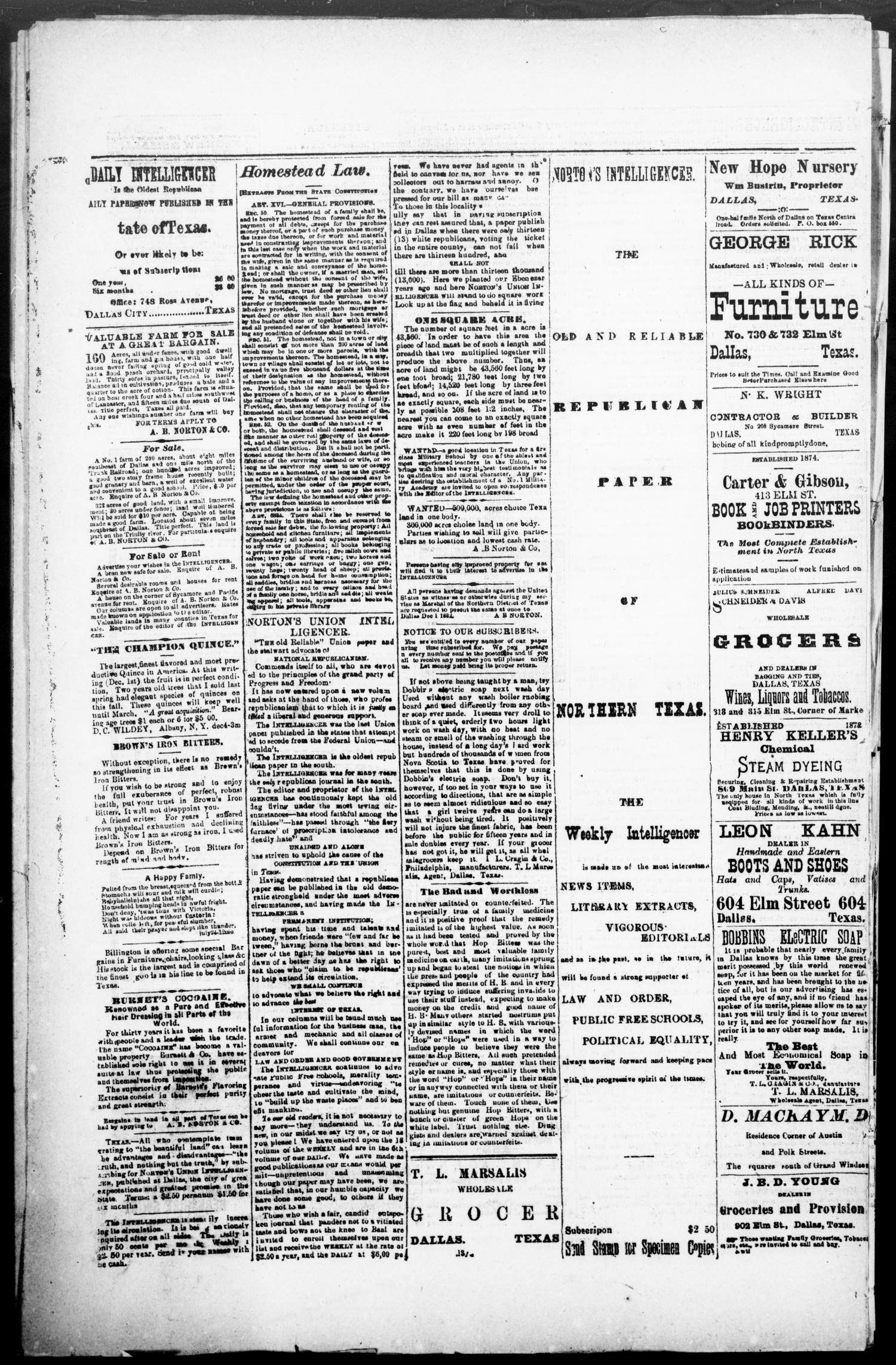 Norton's Daily Union Intelligencer. (Dallas, Tex.), Vol. 7, No. 231, Ed. 1 Monday, January 29, 1883
                                                
                                                    [Sequence #]: 4 of 4
                                                
