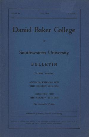 Catalogue of Daniel Baker College, 1948-1949