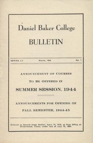 Catalogue of Daniel Baker College, 1944 Summer Session