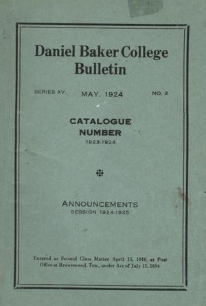 Primary view of object titled 'Catalog of Daniel Baker College, 1923-1924'.