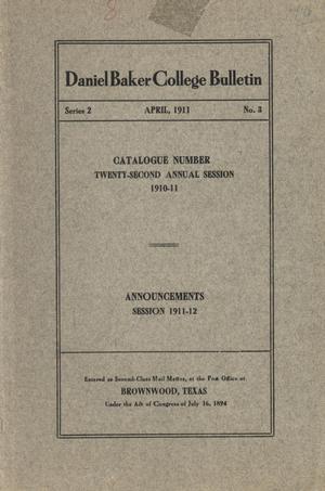 Catalogue of Daniel Baker College, 1910-1911