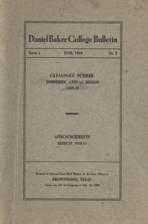Catalogue of Daniel Baker College, 1909-1910