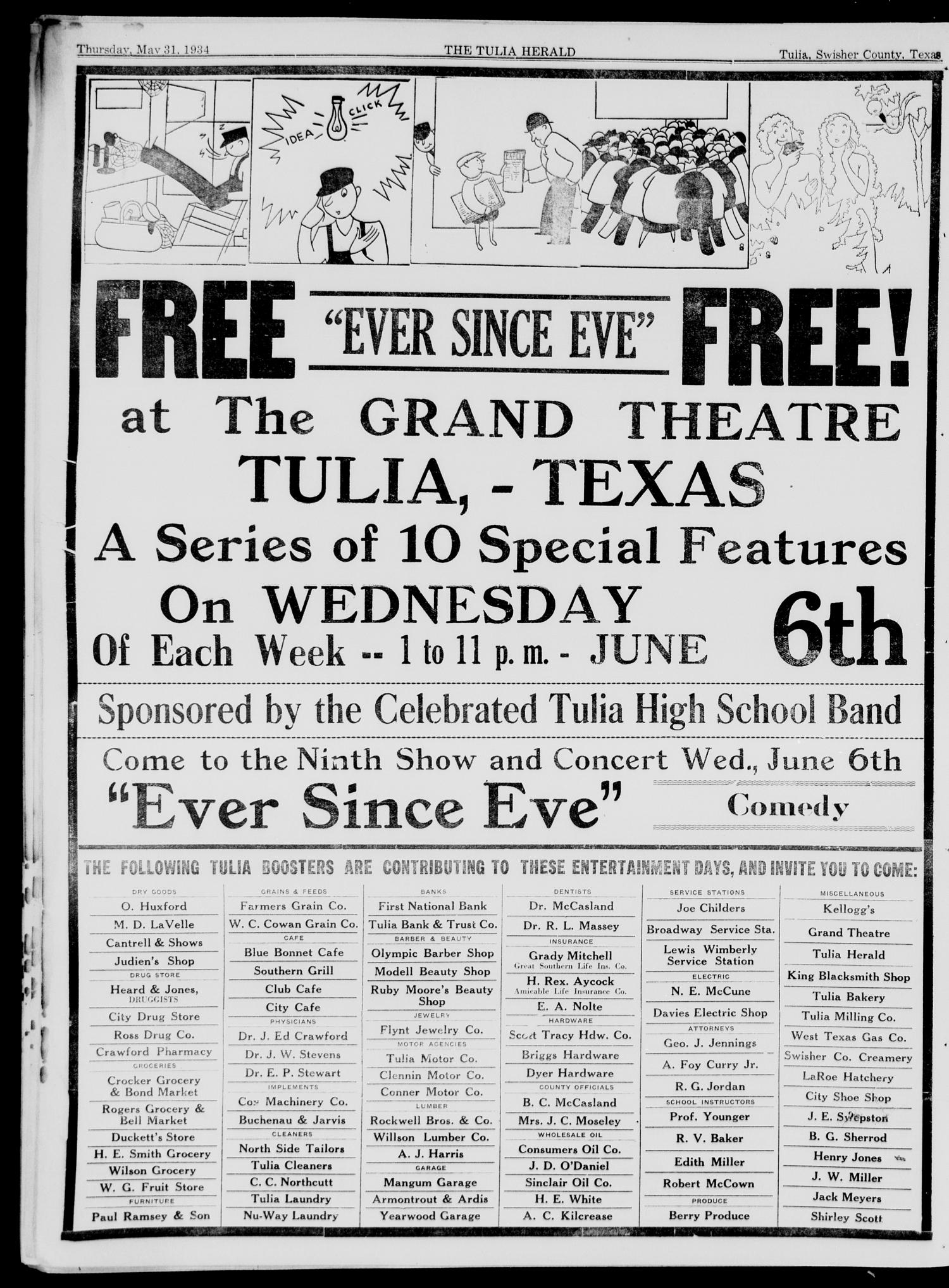 The Tulia Herald Tulia Tex Vol 25 No 22 Ed 1 Thursday May 31 1934 Page 14 The Portal To Texas History