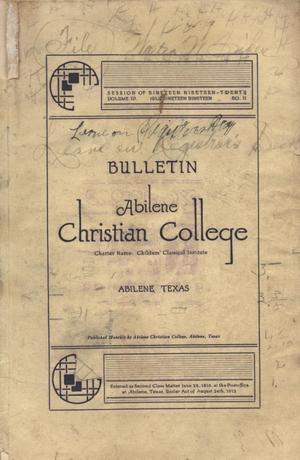 Primary view of Catalog of Abilene Christian College, 1919-1920
