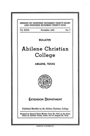 Primary view of object titled 'Catalog of Abilene Christian College, 1938-1939'.