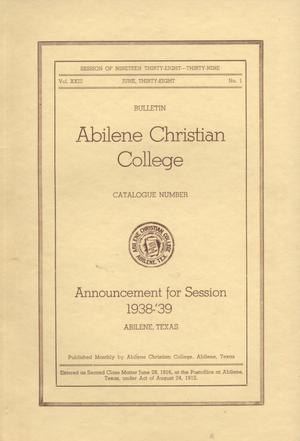 Primary view of Catalog of Abilene Christian College, 1938-1939