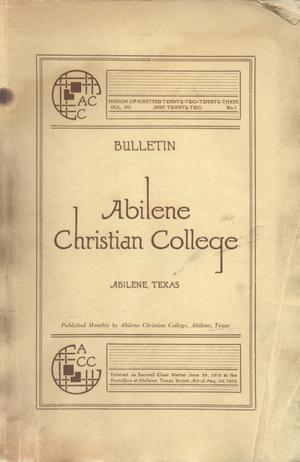 Catalog of Abilene Christian College, 1922-1923