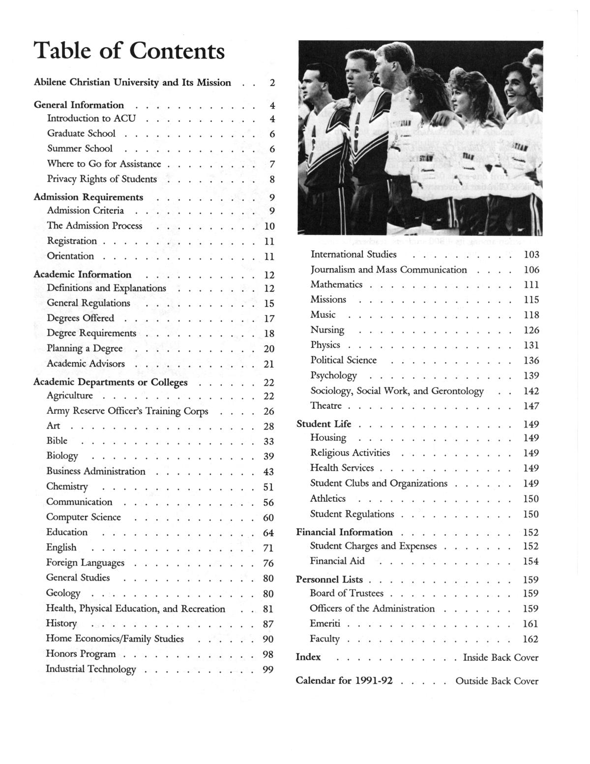Catalog of Abilene Christian University, 1991-1992
                                                
                                                    1
                                                