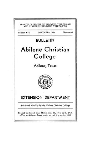 Catalog of Abilene Christian College, 1931-1932