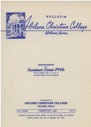 Primary view of object titled 'Catalog of Abilene Christian College, 1946'.