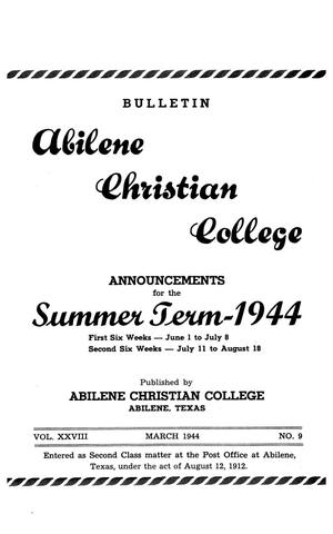Catalog of Abilene Christian College, 1944
