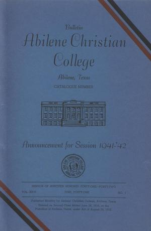 Primary view of object titled 'Catalog of Abilene Christian College, 1941-1942'.