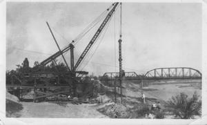 [Early construction of the Brazos River Bridge in Richmond, Texas.]