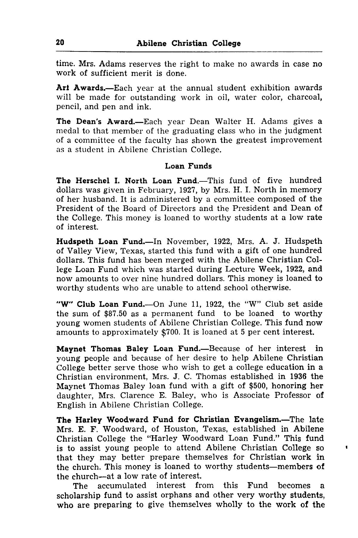 Catalog of Abilene Christian College, 1951-1952
                                                
                                                    20
                                                