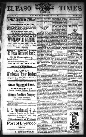 El Paso International Daily Times. (El Paso, Tex.), Vol. ELEVENTH YEAR, No. 34, Ed. 1 Tuesday, February 10, 1891