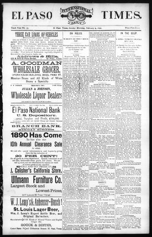 El Paso International Daily Times. (El Paso, Tex.), Vol. Tenth Year, No. 35, Ed. 1 Sunday, February 9, 1890