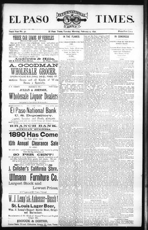 El Paso International Daily Times. (El Paso, Tex.), Vol. Tenth Year, No. 30, Ed. 1 Tuesday, February 4, 1890