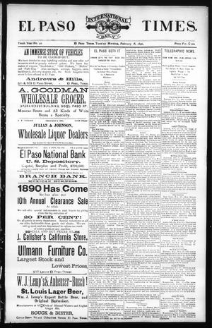 El Paso International Daily Times. (El Paso, Tex.), Vol. Tenth Year, No. 42, Ed. 1 Tuesday, February 18, 1890