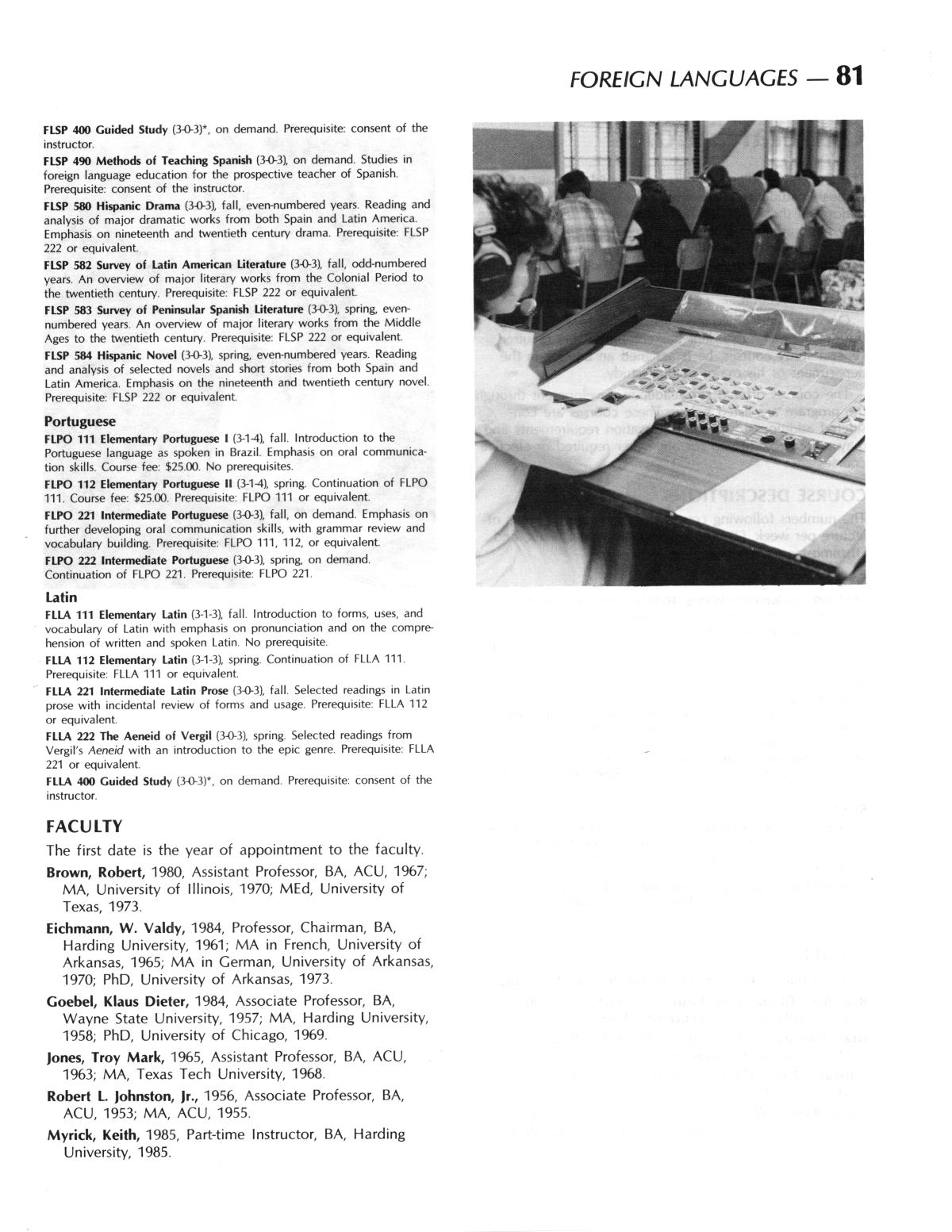 Catalog of Abilene Christian University, 1986-1987
                                                
                                                    81
                                                