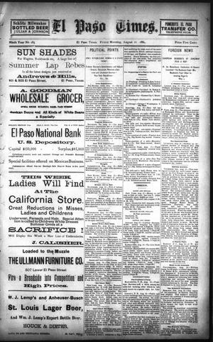 Primary view of object titled 'El Paso Times. (El Paso, Tex.), Vol. NINTH YEAR, No. 185, Ed. 1 Friday, August 16, 1889'.