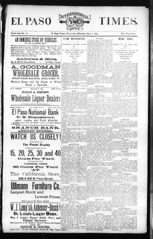 El Paso International Daily Times. (El Paso, Tex.), Vol. Tenth Year, No. 79, Ed. 1 Wednesday, April 2, 1890