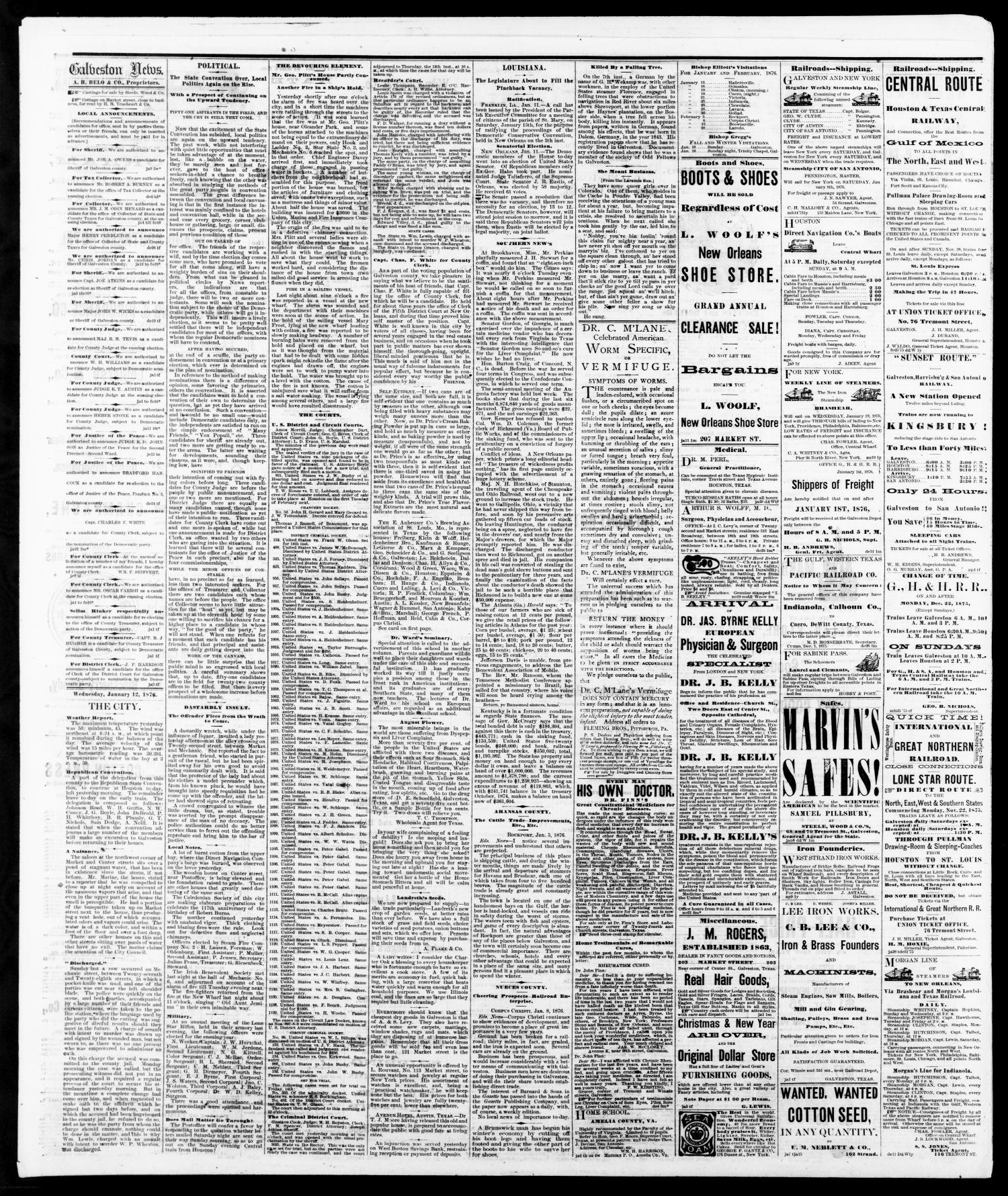 The Galveston Daily News. (Galveston, Tex.), Vol. 33, No. 114, Ed. 1 Wednesday, January 12, 1876
                                                
                                                    [Sequence #]: 4 of 4
                                                
