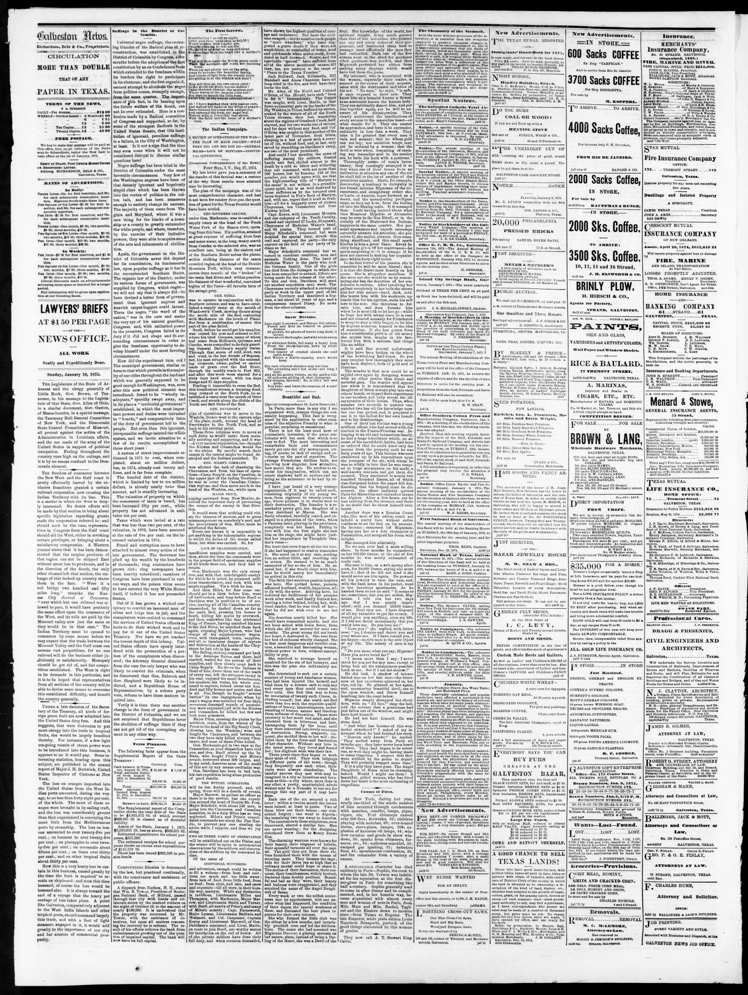 The Galveston Daily News. (Galveston, Tex.), Vol. 35, No. 3, Ed. 1 Sunday, January 10, 1875
                                                
                                                    [Sequence #]: 2 of 4
                                                