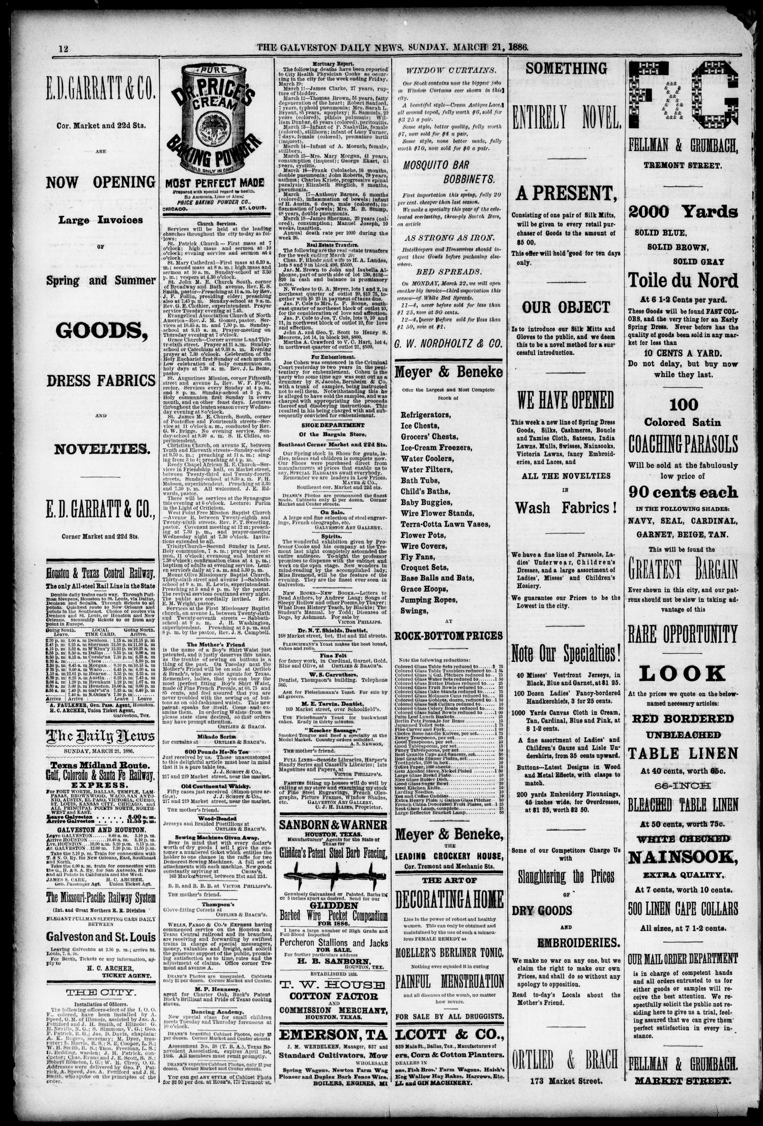 The Galveston Daily News. (Galveston, Tex.), Vol. 44, No. 338, Ed. 1 Sunday, March 21, 1886
                                                
                                                    [Sequence #]: 12 of 12
                                                
