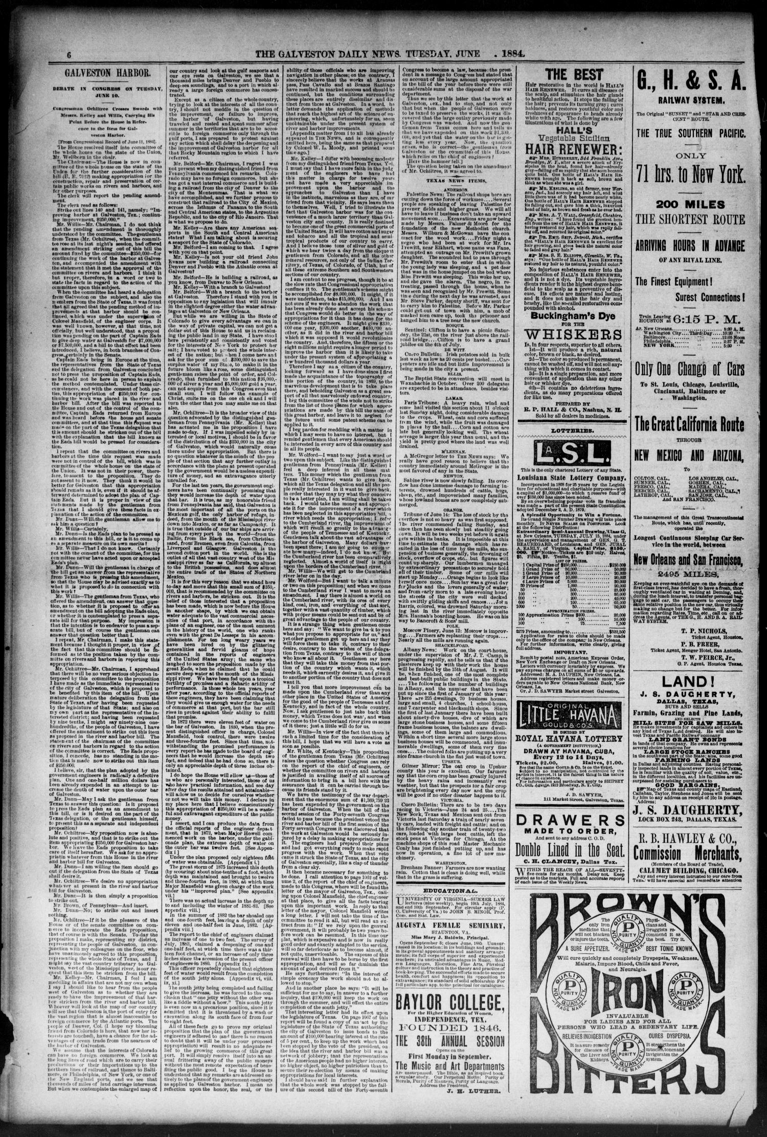 The Galveston Daily News. (Galveston, Tex.), Vol. 43, No. 86, Ed. 1 Tuesday, June 17, 1884
                                                
                                                    [Sequence #]: 6 of 8
                                                
