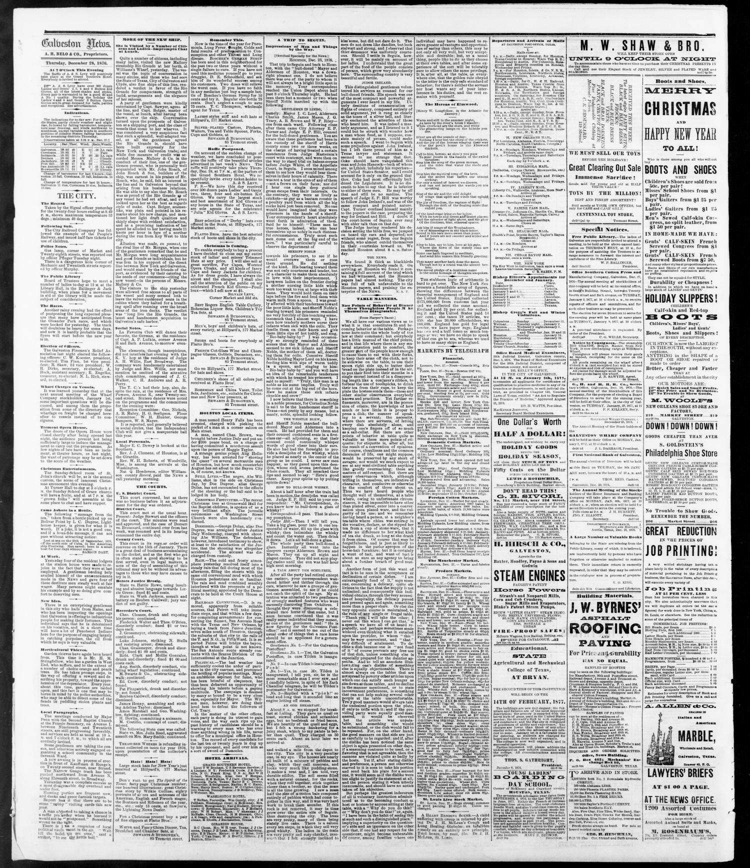 The Galveston Daily News. (Galveston, Tex.), Vol. 35, No. 239, Ed. 1 Thursday, December 28, 1876
                                                
                                                    [Sequence #]: 5 of 5
                                                