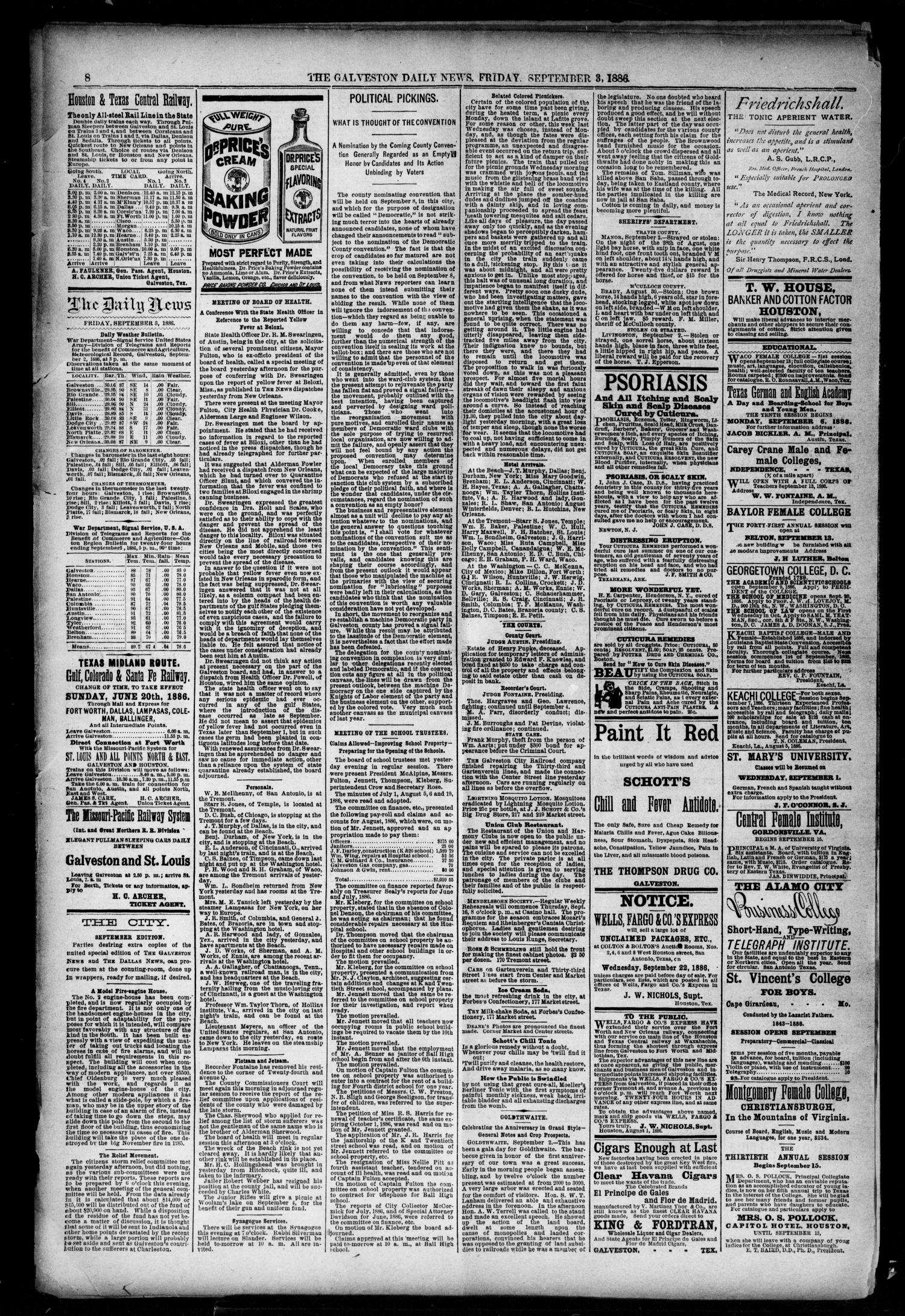 The Galveston Daily News. (Galveston, Tex.), Vol. 45, No. 131, Ed. 1 Friday, September 3, 1886
                                                
                                                    [Sequence #]: 8 of 8
                                                