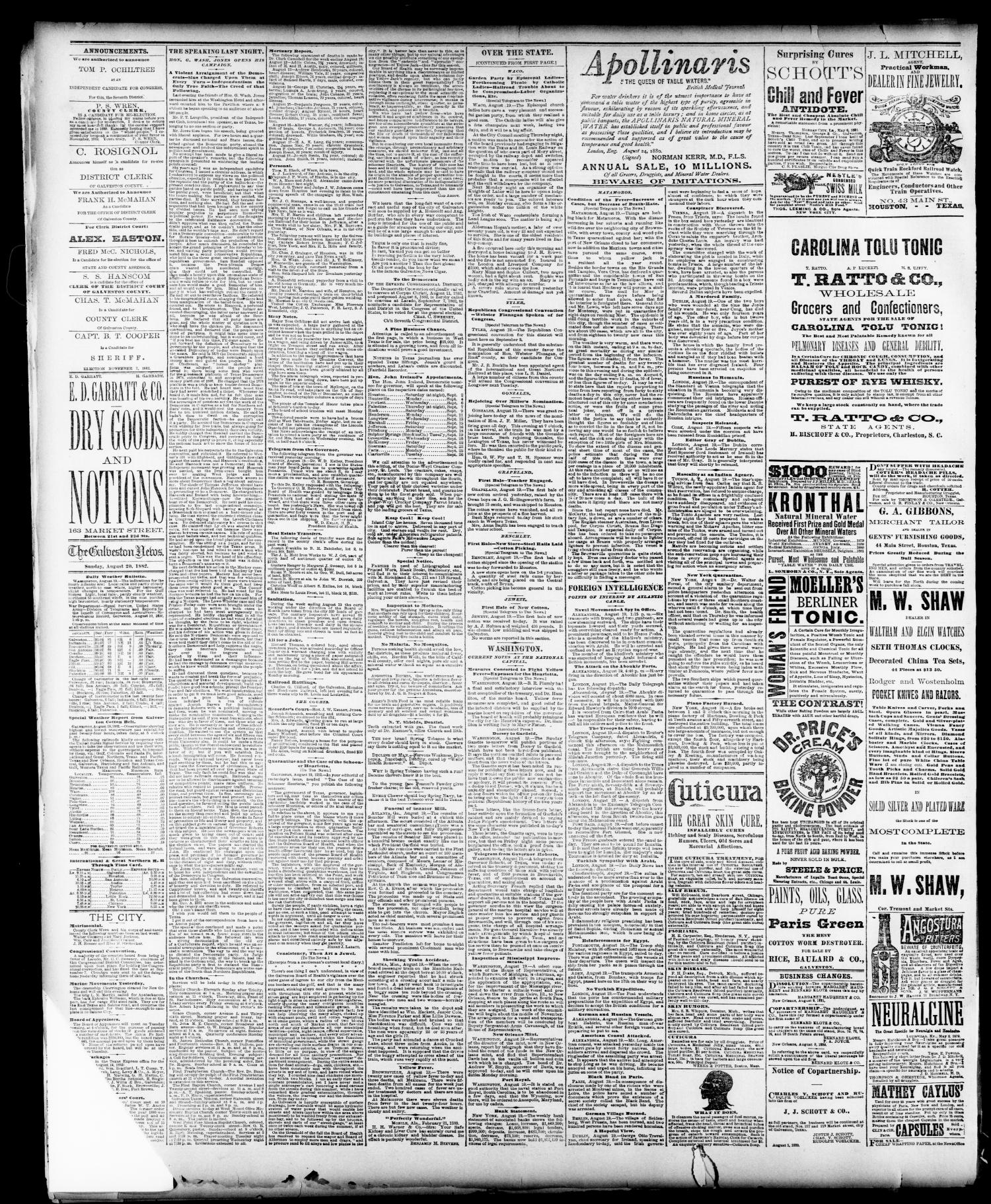 The Galveston Daily News. (Galveston, Tex.), Vol. 41, No. 130, Ed. 1 Sunday, August 20, 1882
                                                
                                                    [Sequence #]: 4 of 4
                                                